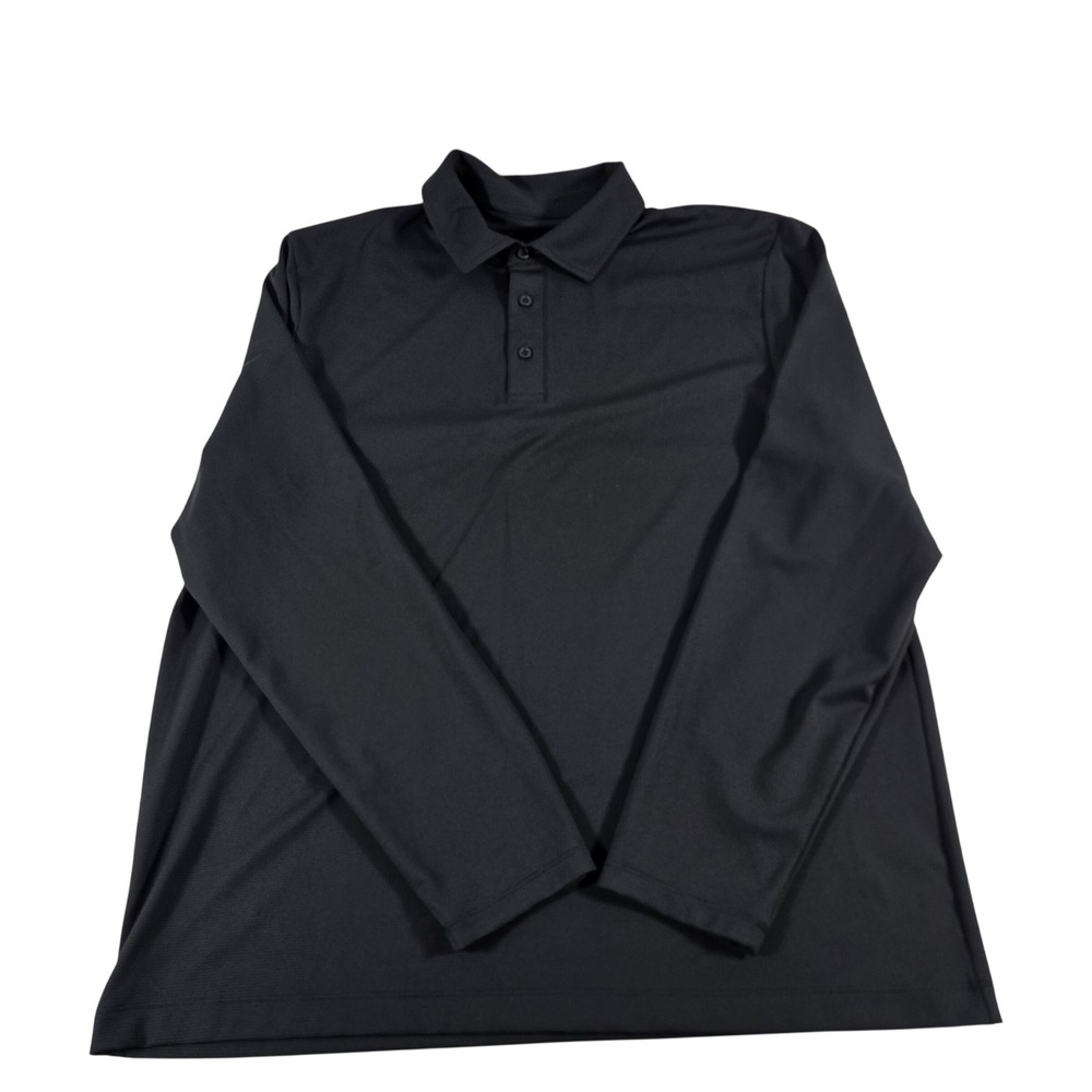 Lululemon Mens Black Long Sleeve Polo Shirt Performance Tech Top 15276 XL/2XL